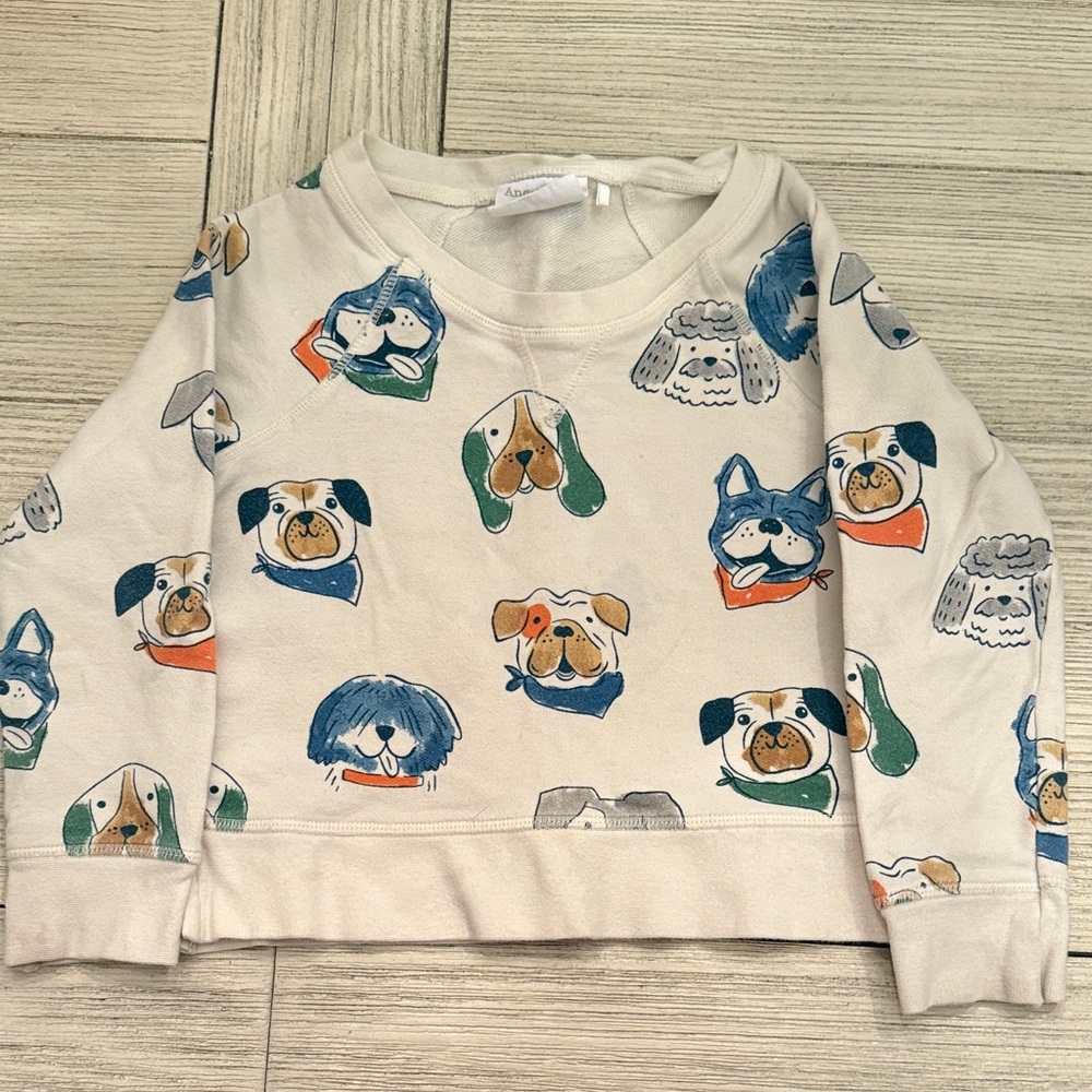 Angel Dear Furry Friends Raglan Cream Dog Print Kids Sweatshirt